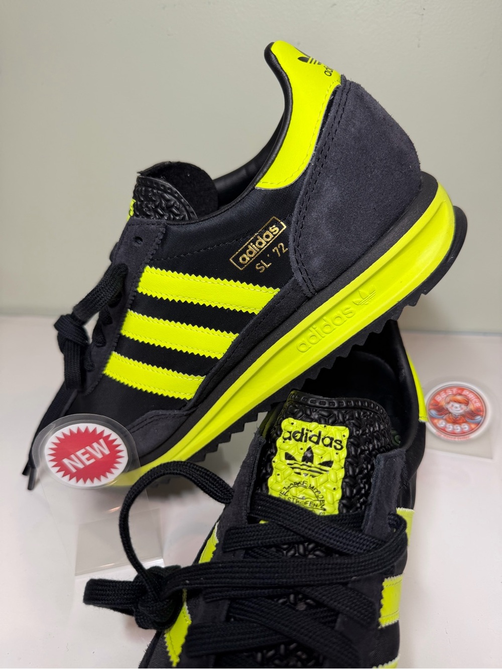 adidas Originals - Size 8 Men’s SL 72 RS IG4647 Black Solar Yellow Sneakers New - Picture 3 of 10